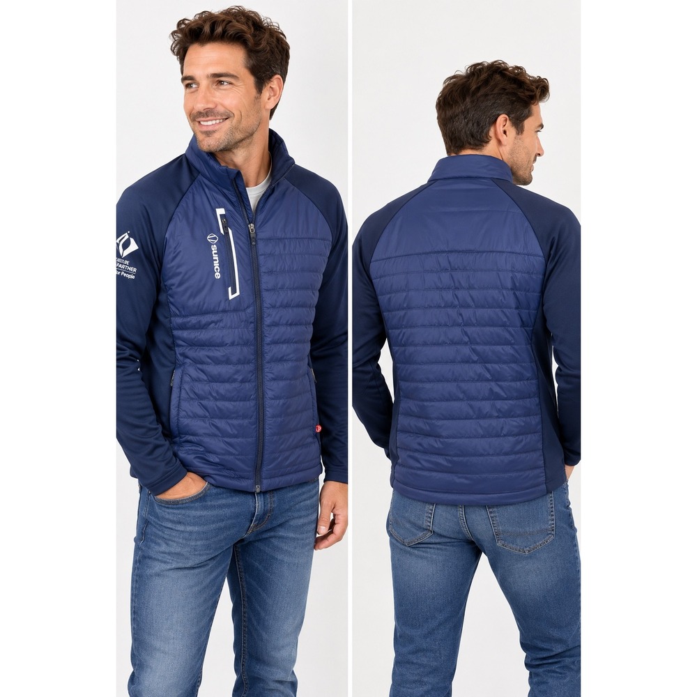 Sunice Mens S Navy Blue Thermal Hybrid Quilted Full Zip Golf Jacket NWT Casual
